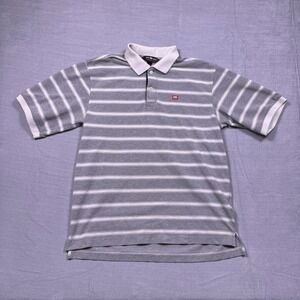 Ecko Unltd Mens Gray White Striped‎ Short Sleeve Polo Shirt Size Medium